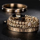 Micro Pave CZ Crown Royal Charm Men Bracelet Stainless Steel Crystals