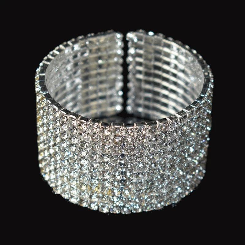10 Rows Colorful Rhinestone Bracelets for Women