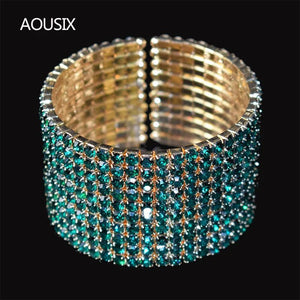 10 Rows Colorful Rhinestone Bracelets for Women