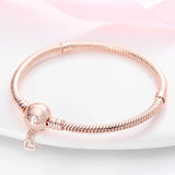925 Silver Daisy Flower Charm Bracelet Rose Gold Snake Chain Bangle