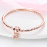 925 Silver Daisy Flower Charm Bracelet Rose Gold Snake Chain Bangle