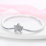 925 Silver Daisy Flower Charm Bracelet Rose Gold Snake Chain Bangle