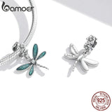 925 Silver Peach Pendant Bird Dragonfly Charms for Women Necklace or Bracelet