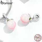 925 Silver Peach Pendant Bird Dragonfly Charms for Women Necklace or Bracelet