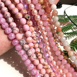 Pink Jaspe Quartz Crystal Cat Eye Opal Pearl Round Beads DIY Jewelry Making