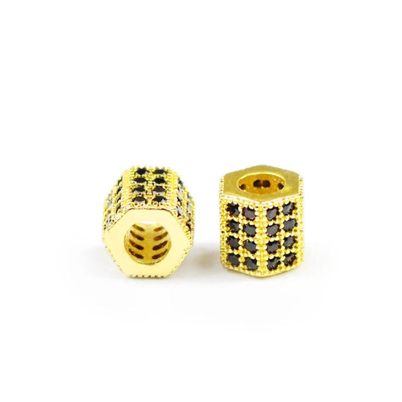 Geometric Zircon Hexagon Spacer Beads for Jewelry Making