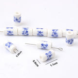 6x11mm Flower Patterns Porcelain Beads for Jewelry Making