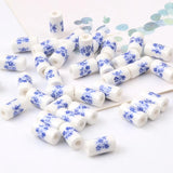 6x11mm Flower Patterns Porcelain Beads for Jewelry Making
