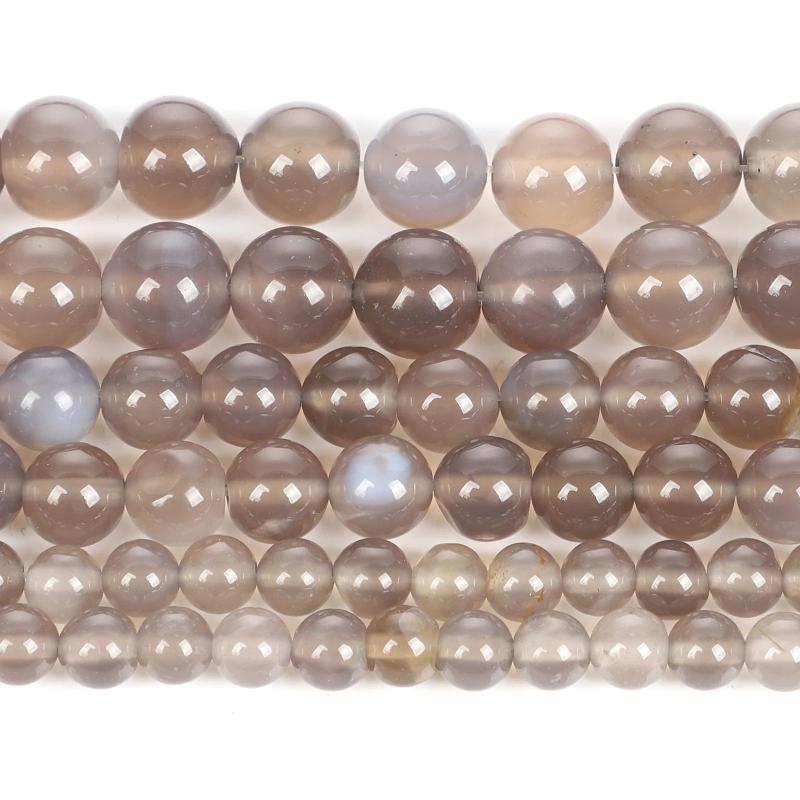 Grey Agates Round Loose Beads 4-12 MM Strand
