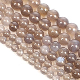 Grey Agates Round Loose Beads 4-12 MM Strand