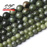 Chinese Green Jades Stone Beads Round Loose Beads DIY Charm Bracelet