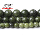 Chinese Green Jades Stone Beads Round Loose Beads DIY Charm Bracelet