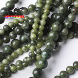Chinese Green Jades Stone Beads Round Loose Beads DIY Charm Bracelet