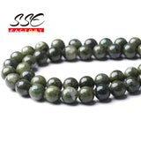 Chinese Green Jades Stone Beads Round Loose Beads DIY Charm Bracelet