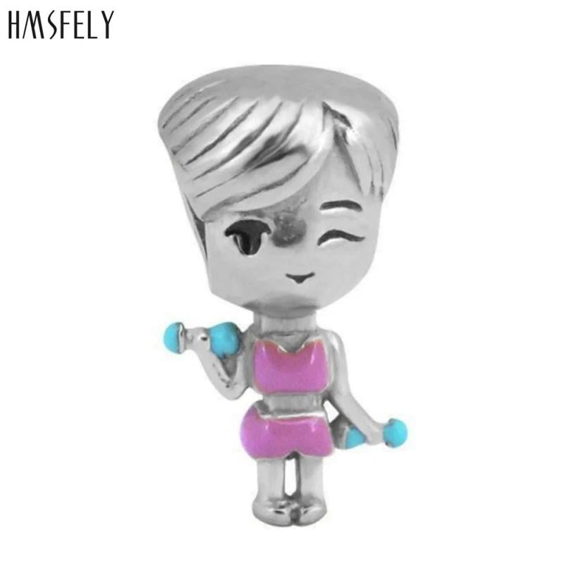 Sports Girl Beads For Bracelet Charm Jewelry Making Bead 316l Stainless Steel