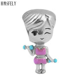 Sports Girl Beads For Bracelet Charm Jewelry Making Bead 316l Stainless Steel