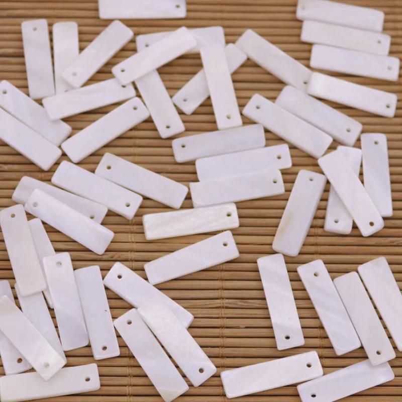 50 PCS Rectangle Shell Charms Mother of Pearl Top Hole DIY