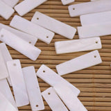 50 PCS Rectangle Shell Charms Mother of Pearl Top Hole DIY
