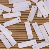 50 PCS Rectangle Shell Charms Mother of Pearl Top Hole DIY