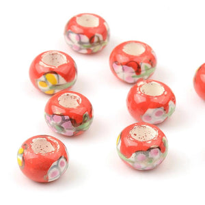 13mm Flower Patterns Ceramic Spacer Beads Lot DIY Charms Bracelet Necklace