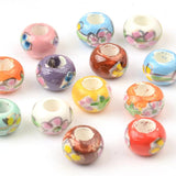 13mm Flower Patterns Ceramic Spacer Beads Lot DIY Charms Bracelet Necklace