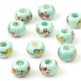 13mm Flower Patterns Ceramic Spacer Beads Lot DIY Charms Bracelet Necklace