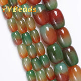 Natural Green Agates Beads Drum Barrel Shape Loose Charm Beads