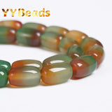 Natural Green Agates Beads Drum Barrel Shape Loose Charm Beads