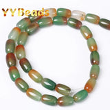 Natural Green Agates Beads Drum Barrel Shape Loose Charm Beads