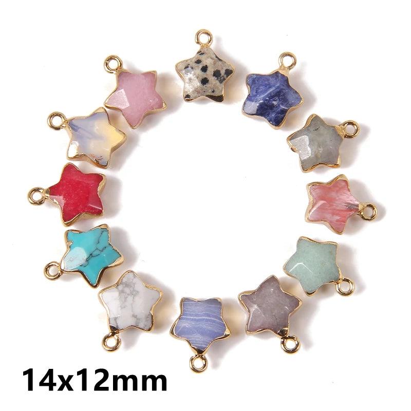 Star Pendant Natural Stone Quartz Charm for Jewelry Making