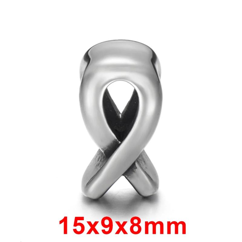 4pcs Stainless Steel Beads 5mm Hole Pando Bead Shaped Charms