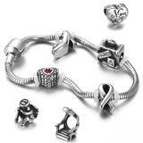 4pcs Stainless Steel Beads 5mm Hole Pando Bead Shaped Charms