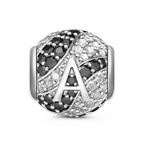 Silver Zirconia Alphabet Bead Pendant Charm for Bracelet Bangle