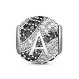 Silver Zirconia Alphabet Bead Pendant Charm for Bracelet Bangle