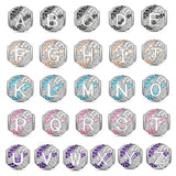 Silver Zirconia Alphabet Bead Pendant Charm for Bracelet Bangle