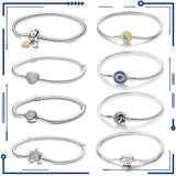 925 Silver Heart Shaped Snake Chain Bracelet for Women