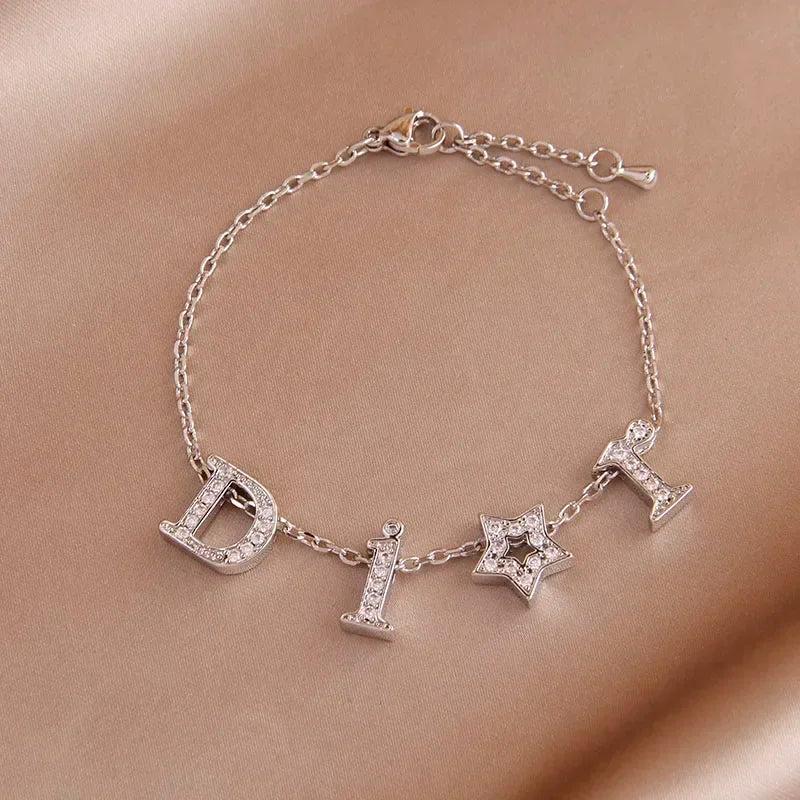 Crystal Letter D Charm Bracelet for Women