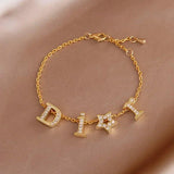 Crystal Letter D Charm Bracelet for Women