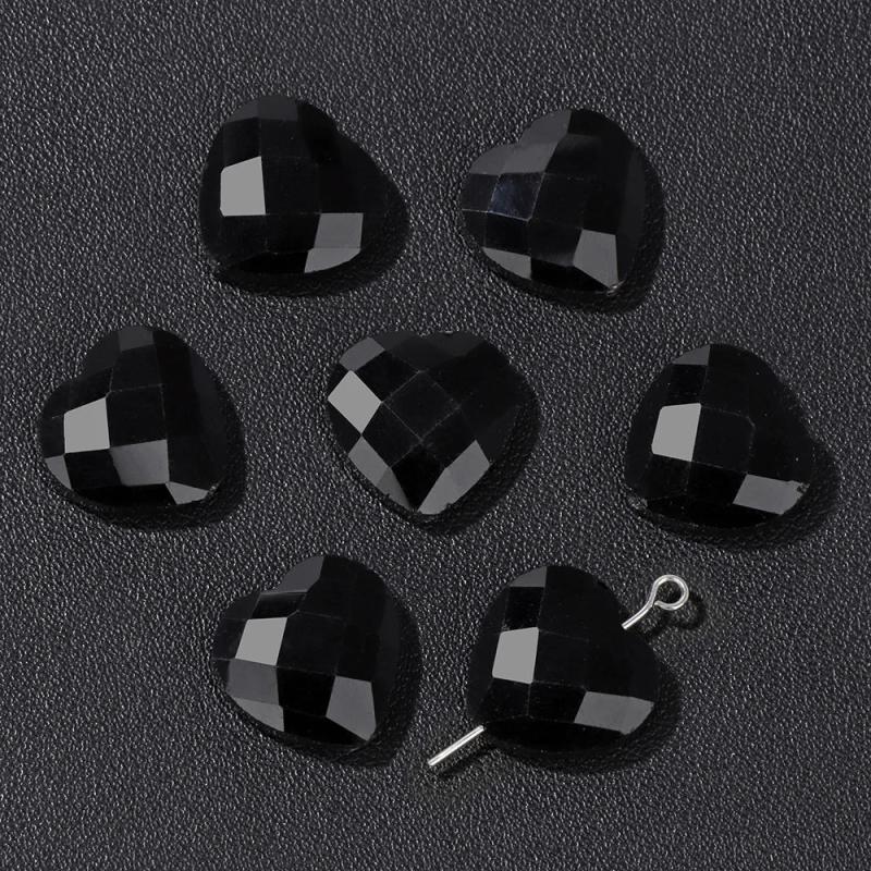 5PCS Faceted Heart Charms Bead Red Jaspers Quartzs Aventurine Loose Beads
