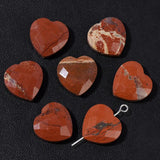 5PCS Faceted Heart Charms Bead Red Jaspers Quartzs Aventurine Loose Beads