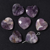 5PCS Faceted Heart Charms Bead Red Jaspers Quartzs Aventurine Loose Beads