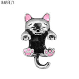 European Fly Pink Cat Charm Beads for DIY Bracelet 316l Stainless Steel Beads