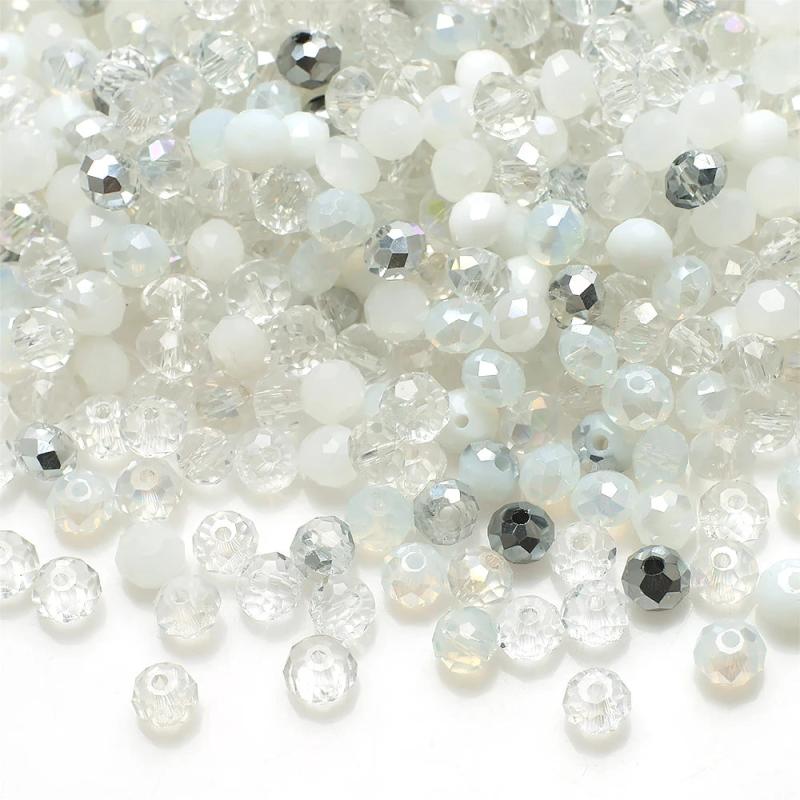 Czech Glass Rondelle Beads AB Mixed 4mm 6mm 8mm Crystal Faceted Round Beads