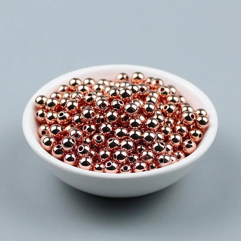 Silver Plated Copper Beads 3-8mm Spacer Ball Charm for DIY Bracelet Jewelry