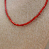 Red Coral Cylindrical Beaded Choker Necklace 38+5cm