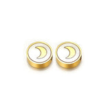 5Pcs Stainless Steel 9mm Round Shell Charms Beads for DIY Jewelry Making