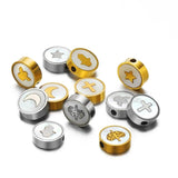 5Pcs Stainless Steel 9mm Round Shell Charms Beads for DIY Jewelry Making