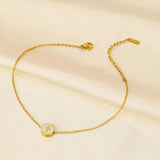5Pcs Stainless Steel 9mm Round Shell Charms Beads for DIY Jewelry Making