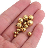 10pcs Gold-plate Stainless Steel Charm Beads Frosted Hammered Stripes Loose