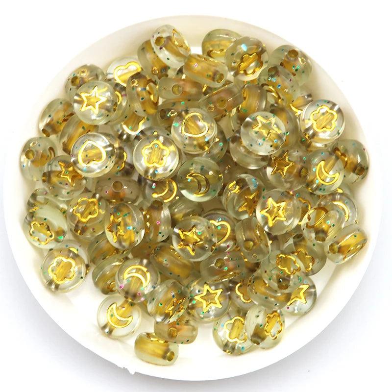 4*7mm High Star Moon Acrylic Beads Charm DIY Bracelet Necklace Jewelry